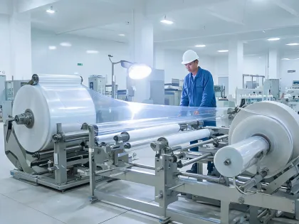 Plastic film processing line